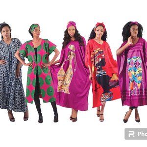 Set Of 6 Assorted Kaftans 100% Cotton One Size Fit All Wholesale Different Color